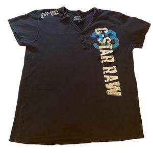 G-Star RAW Black Button T-Shirt